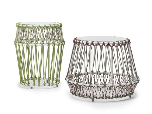 Moderner Beistelltisch - RINGO - Kenneth Cobonpue - Aluminium / Polyethylen / rund