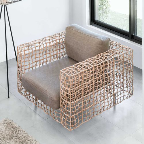 Moderner Sessel - YIN & YANG - Kenneth Cobonpue - Rattan / Stahl / Edelstahl