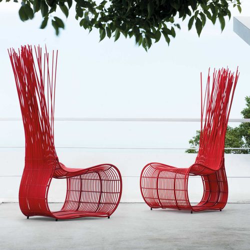Stuhl / originelles Design - YODA - Kenneth Cobonpue - für den Innenraum / Rattan / Stahl