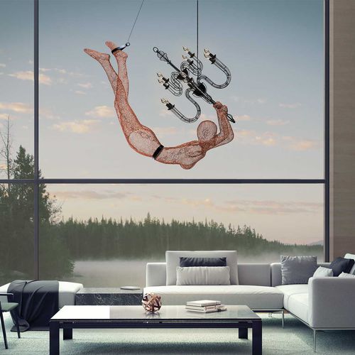 Kronleuchter / originelles Design - LIMBO - Kenneth Cobonpue - Messing / pulverbeschichteter Stahl / mit Glühlampe