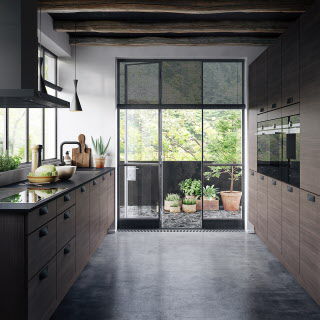 Moderne Küche - HARMONY DARK - HTH Køkkener - Massivholz / mit Griffen