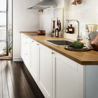 Moderne Küche - SHAKER WHITE - HTH Køkkener - Holz / mit Griffen / lackiert