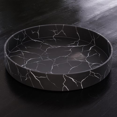 Serviertablett / lackiertes MDF - FAKE - Ligne Roset - Marmor / für Privatgebrauch / handgefertigt
