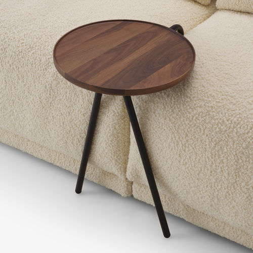 Moderner Beistelltisch - FRÀ - Ligne Roset - amerikanischer Nussbaum / Gestell aus lackiertem Stahl / rund