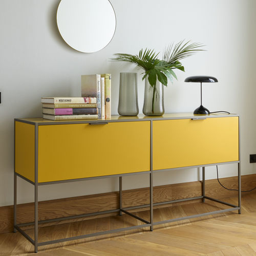 Moderner Konsolentisch - DITA - Ligne Roset - Aluminium / lackiertes Holz / Rauchglas
