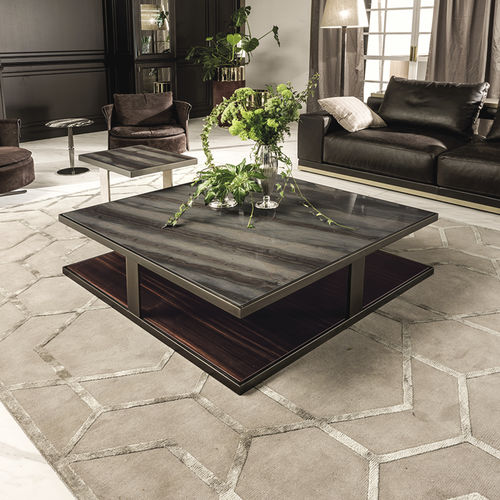 Moderner Couchtisch - LAYER  - LONGHI S.p.a. - Nussbaum / Ebenholz / Metall
