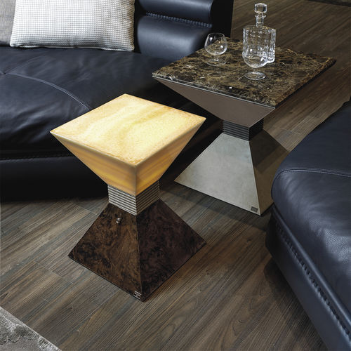 Moderner Beistelltisch - ANDY  - LONGHI S.p.a. - hochglanzlackiertes Holz / Metall / Marmor