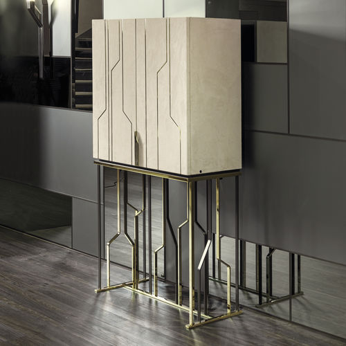 Moderner Barschrank - GINZA  - LONGHI S.p.a. - Nussbaum / lackiertes Holz / Ebenholz