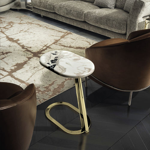 Moderner Beistelltisch - KOBE  - LONGHI S.p.a. - Nussbaum / Marmor / Gestell aus Metall