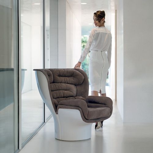 Sessel / originelles Design - ELDA  - LONGHI S.p.a. - Stoff / Leder / glasfaserverstärkter Verbundstoff