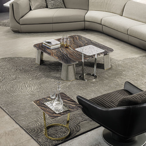 Moderner Couchtisch - BALANCE  - LONGHI S.p.a. - Marmor / Gestell aus Metall / Gestell aus Leder