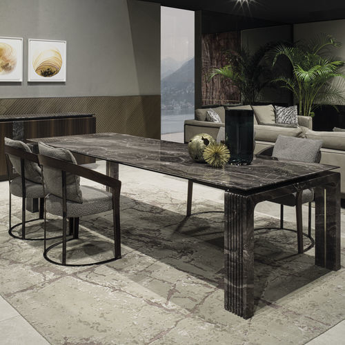 Moderner Esstisch - DOMINIC - LONGHI S.p.a. - Marmor / Gestell aus Holz / Gestell aus Marmor