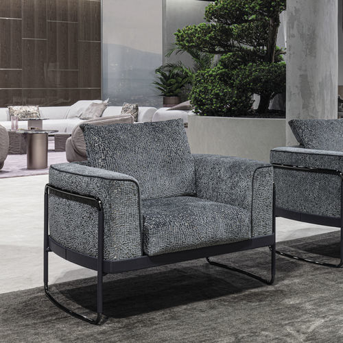 Moderner Sessel - MEGAN - LONGHI S.p.a. - Stoff / Leder / Holz