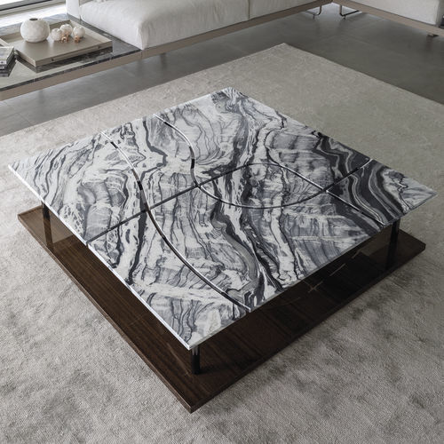 Moderner Couchtisch - RACHEL - LONGHI S.p.a. - Marmor / Gestell aus Metall / Gestell aus Holz