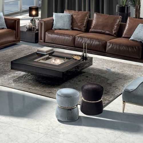 Modernes Sitzkissen - RIVER - LONGHI S.p.a. - Holz / Bronze / aus verchromtem Metall