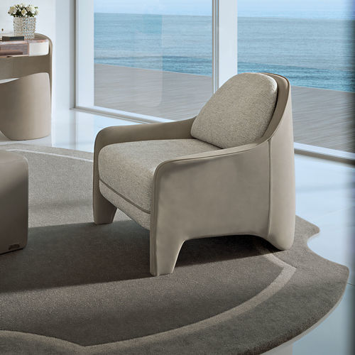 Moderner Sessel - NORA - LONGHI S.p.a. - Stoff / Leder / beige