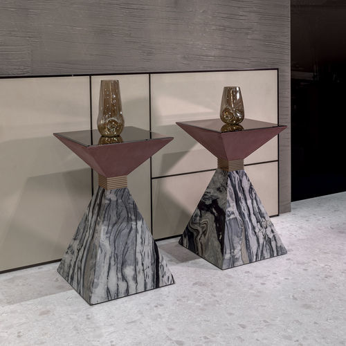 Moderner Beistelltisch - ANDY - LONGHI S.p.a. - lackiertes Holz / Onyx / Gestell aus Marmor