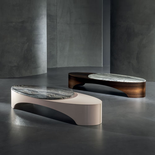 Moderner Couchtisch - GREGG - LONGHI S.p.a. - Marmor / Gestell aus Ebenholz / oval