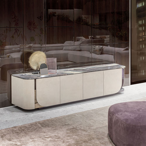 Modernes Sideboard - HOLD - LONGHI S.p.a. - Ebenholz / Metall / Marmor