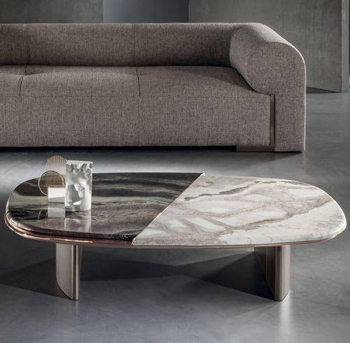 Moderner Couchtisch - SLIDE - LONGHI S.p.a. - Metall / Marmor / Gestell aus Bronze