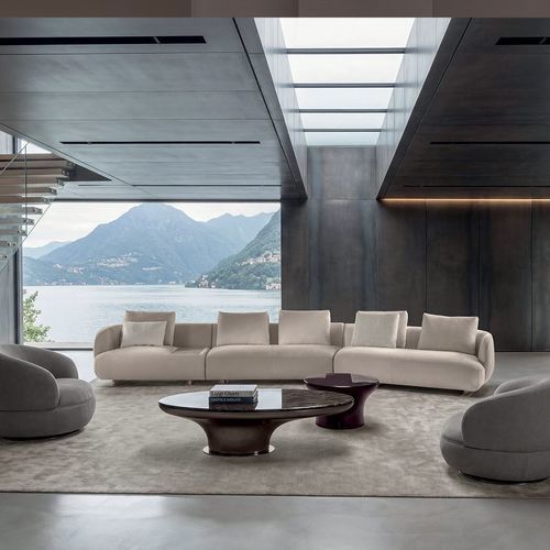 Modernes Sofa - ASTON - LONGHI S.p.a. - Stoff / Esche / Palisander