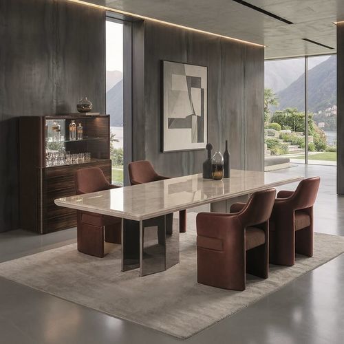 Moderner Tisch - SPECTRE - LONGHI S.p.a. - Leder / Gestell aus Metall / rechteckig