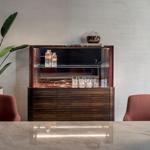 Barschrank für Bar - SEAN - LONGHI S.p.a. - modern / Leder / Rauchglas