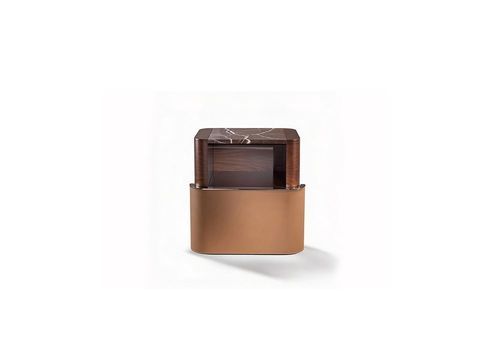 Moderner Nachttisch - Sean bedside table - LONGHI S.p.a. - Marmor / lackiertes Holz / Leder