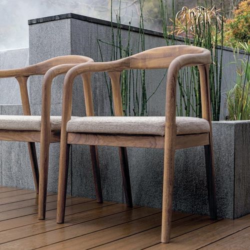 Moderner Gartenstuhl - DUNA - LONGHI S.p.a. - für den Außenbereich / Iroko / Gestell aus Holz
