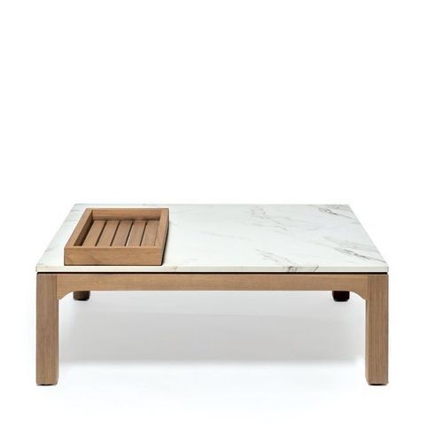 Moderner Couchtisch - STADEL - LONGHI S.p.a. - HPL / Gestell aus Iroko / quadratisch