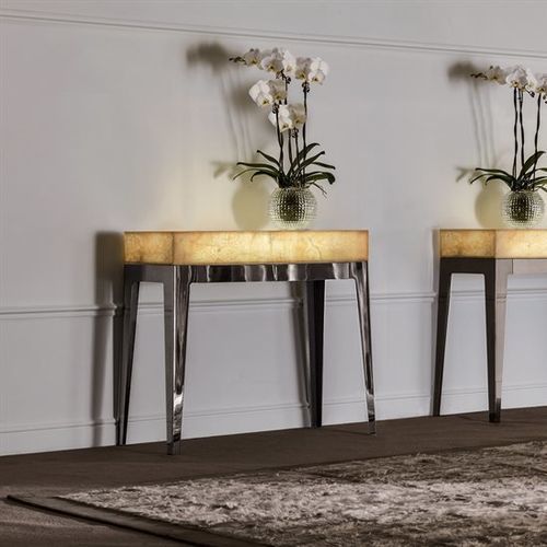 Moderner Beistelltisch - GORKY ONYX - LONGHI S.p.a. - Onyx / Gestell aus Metall / rechteckig