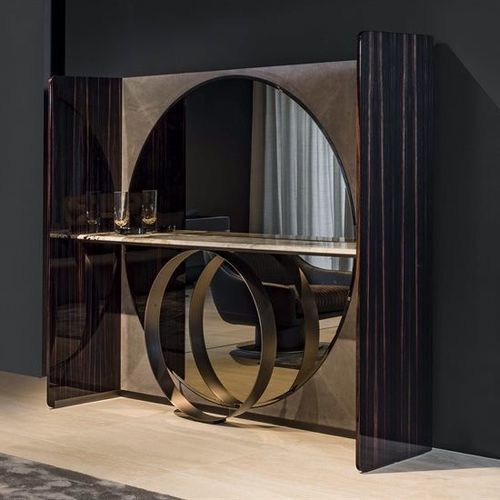 Konsolentisch / originelles Design - NOTE - LONGHI S.p.a. - Marmor / Gestell aus Stahl / Skulptur