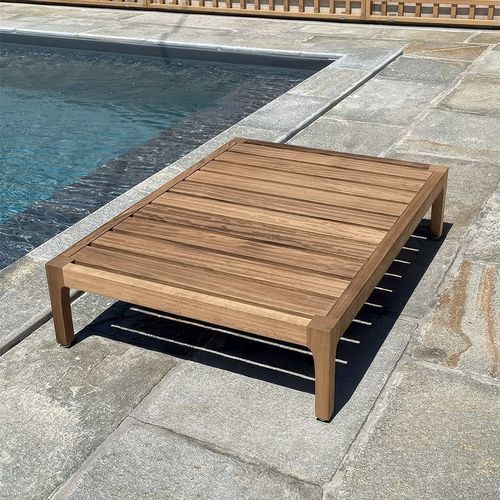 Moderner Beistelltisch - GARDEN - LONGHI S.p.a. - Iroko / Gestell aus Holz / rechteckig