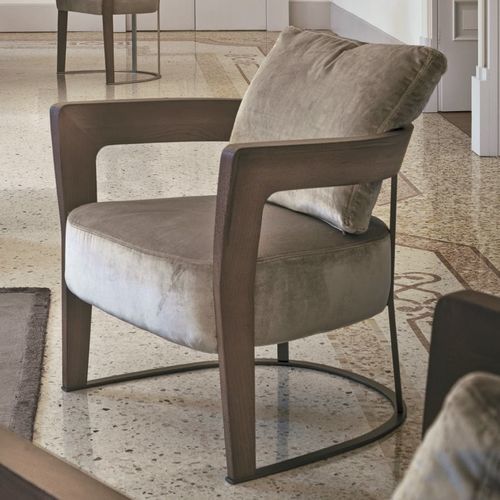 Moderner Sessel - AGATHA - LONGHI S.p.a. - Leder / Polyurethanschaum / Stoff