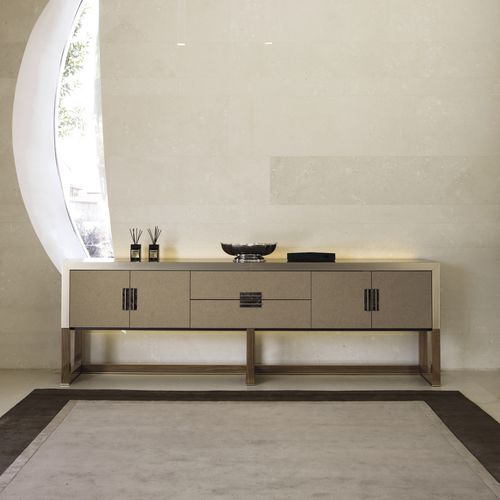 Modernes Sideboard - ARMAND  - LONGHI S.p.a. - Holz / Metall / Leder