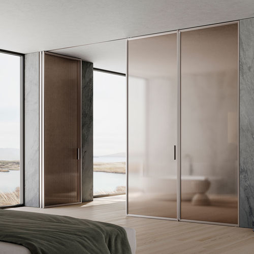 Tür für Innenbereich - L7 Bi-folding - Lualdi - Glas / Aluminium / faltbar