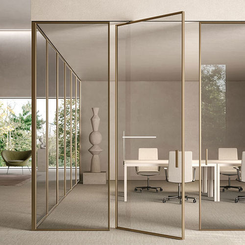 Tür für Innenbereich - L7 - Lualdi - Glas / Aluminium / drehend