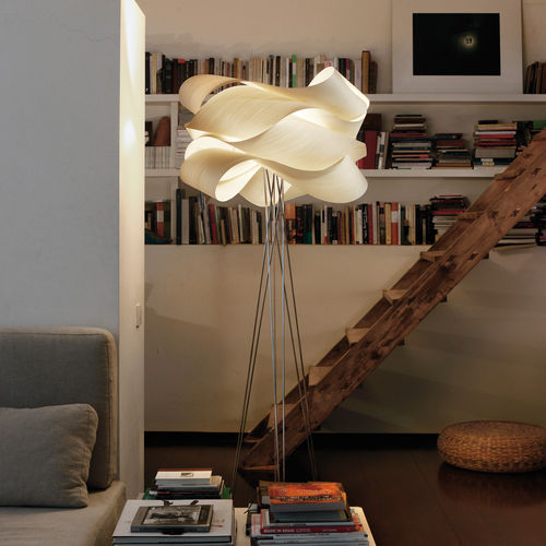 Stehleuchte - LINK - Lzf-Lamps - aus verchromtem Metall / Holz / originelles Design