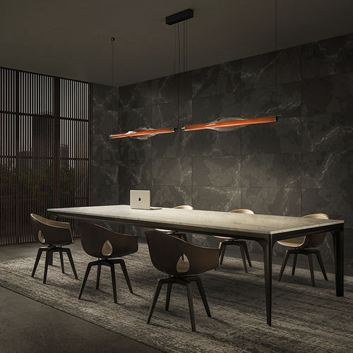 Hängelampe - DUNE - Lzf-Lamps - Borosilikatglas / Holzfurnier / modern