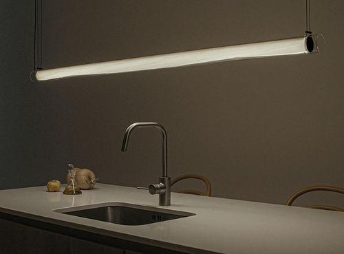 Hängelampe - ESTELA - Lzf-Lamps - Borosilikatglas / Holzfurnier / modern