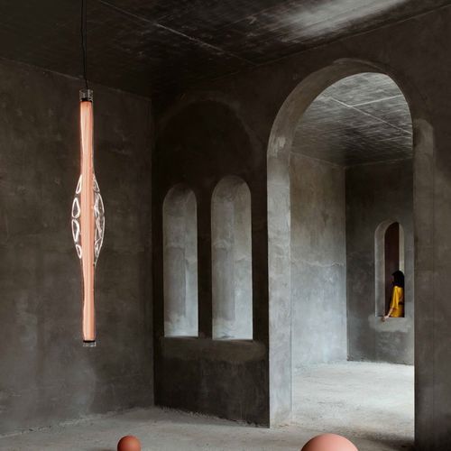 Hängelampe - DUNE - Lzf-Lamps - geblasenes Glas / Borosilikatglas / Holzfurnier
