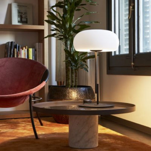 Tischlampe - VETRA - Marset Iluminacion - Metall / geblasenes Glas / modern