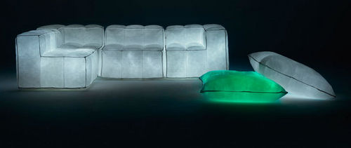 Sofa / originelles Design - VIA LATTEA - Meritalia - Stoff / blau / von Mario Bellini