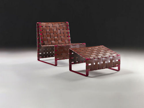 Moderner Kaminsessel - STRIPE TEASE - Meritalia - Baumwolle / mit Kufengestell