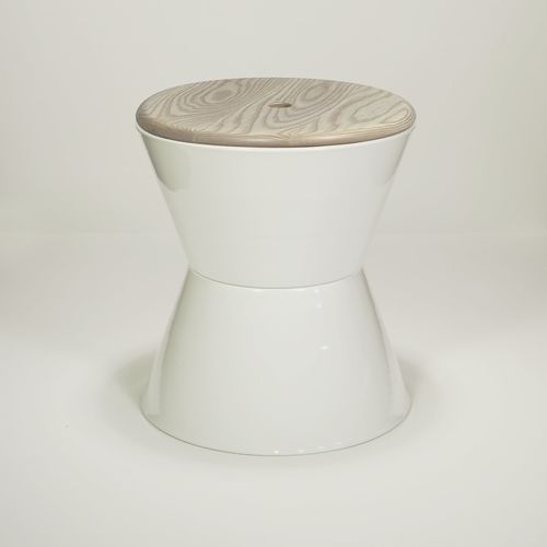 Moderner Hocker - Flip  - MIO - Esche / Gestell aus Aluminium / rund