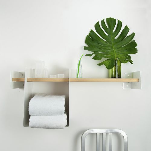 Wandmontiertes Regalsystem - Slide  - MIO - modern / Stahl / Esche