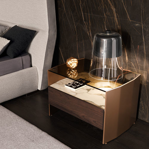 Moderner Nachttisch - MILVIAN - MisuraEmme SpA - Holz / Glas / Metall