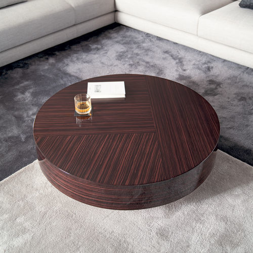 Moderner Couchtisch - GEMINI - MisuraEmme SpA - Holzfurnier / Gestell aus Metall / rund