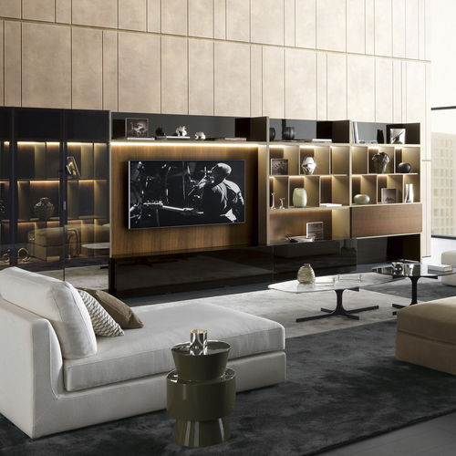 Moderne Wohnwand - CROSSING - MisuraEmme SpA - Holz / Glas / für TV