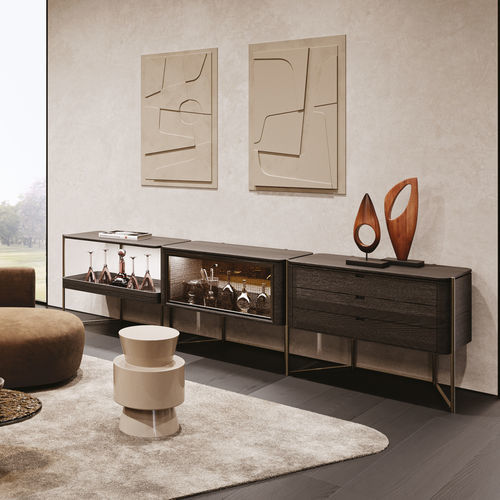 Hohes Sideboard - SHIBUYA - MisuraEmme SpA - modern / Holzfurnier / Glas